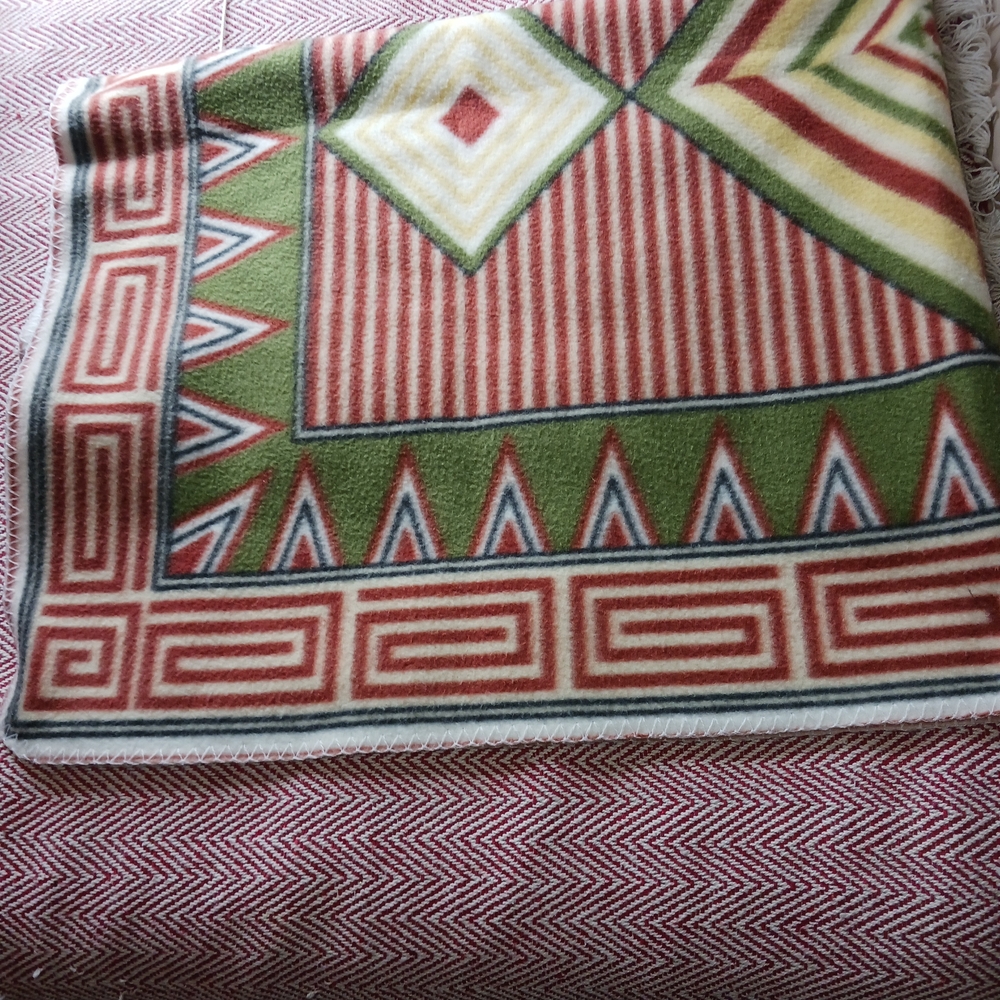 Southwest-Inspired Geometric Throw Blanket in Red, Green & Cream